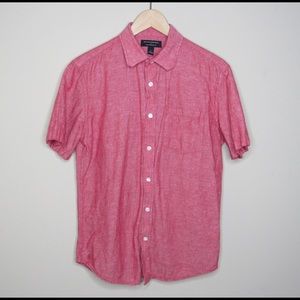 Banana Republic Red Linen Button Down Shirt